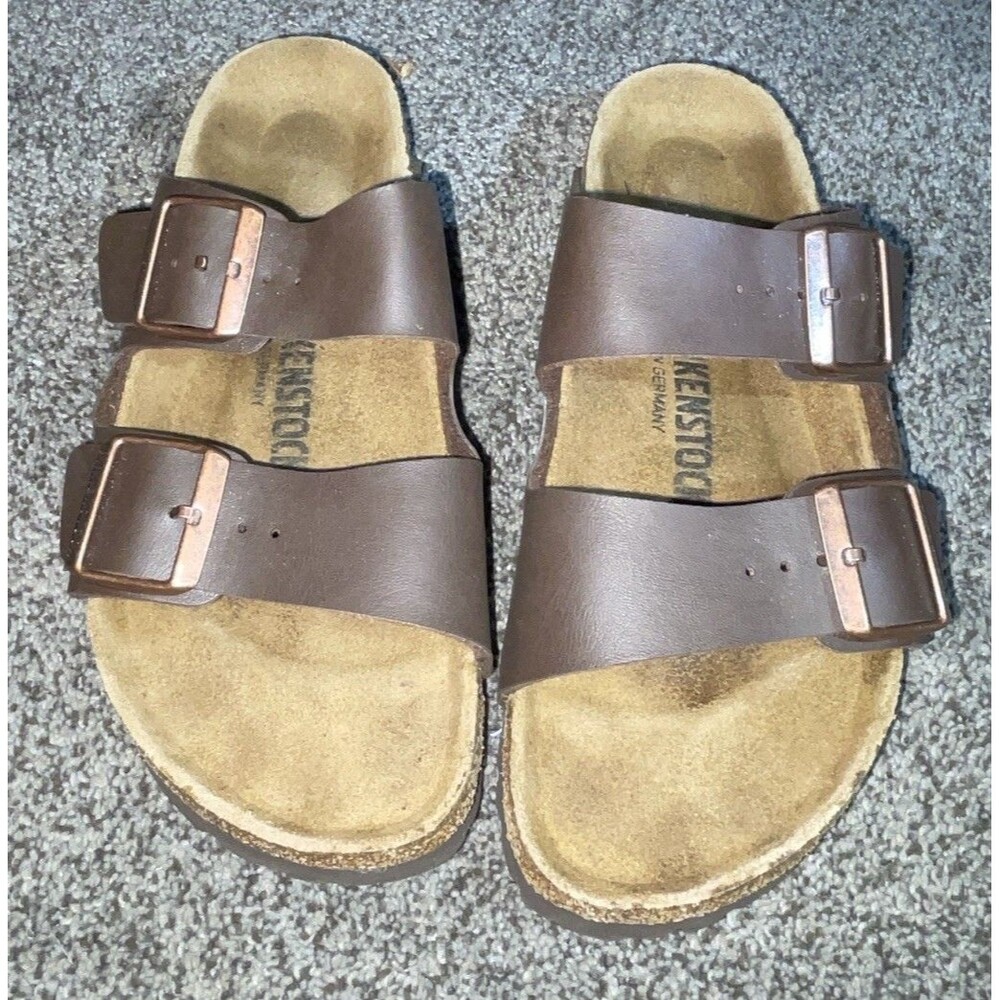 Birkenstock Arizona Brown Birko Flor Double Buckle Sandals Womens 38 7-7.5